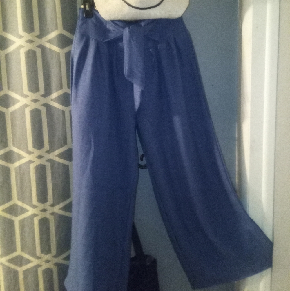 SHEIN Elegant Blue Wide-Leg Pants